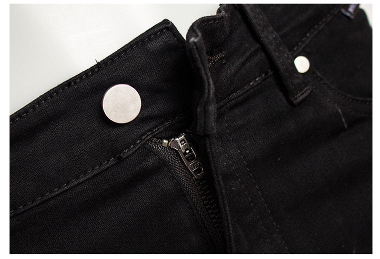 High Waist Black Pencil Denim Shorts