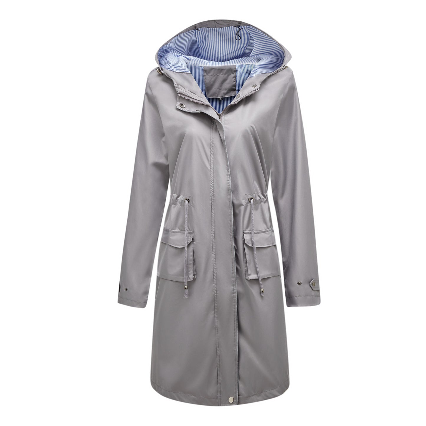 Trench Waterproof Hooded Striped Lining Coat