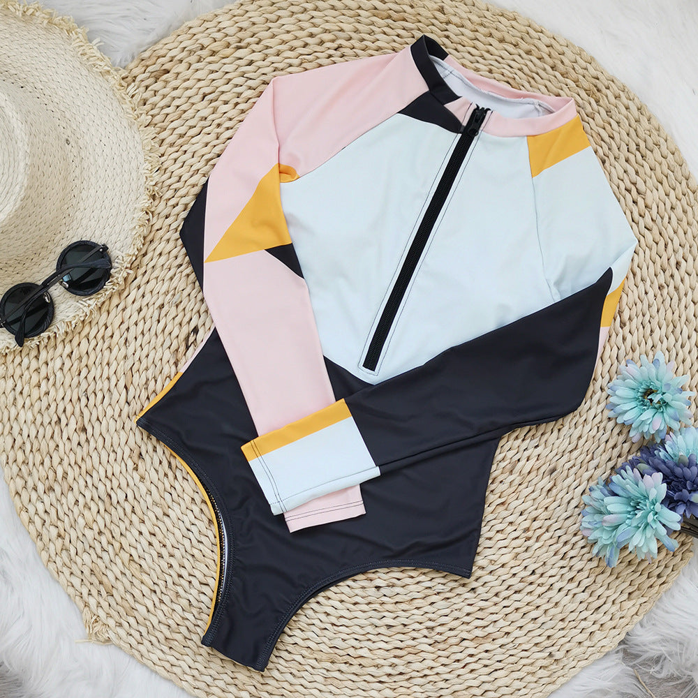 Mosaic Long Sleeve Zipper Surfing Suit
