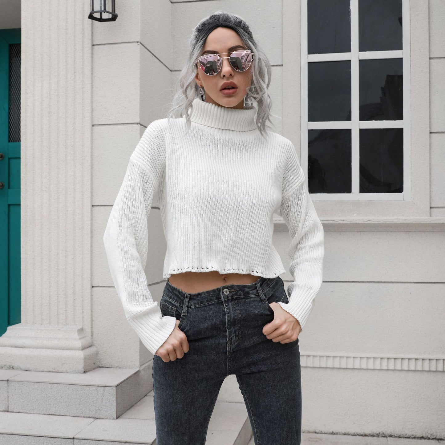 Turtleneck Short Knitted Sweater