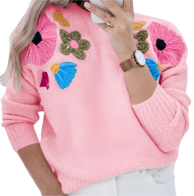 Knitted Floral Embroidered Sweater