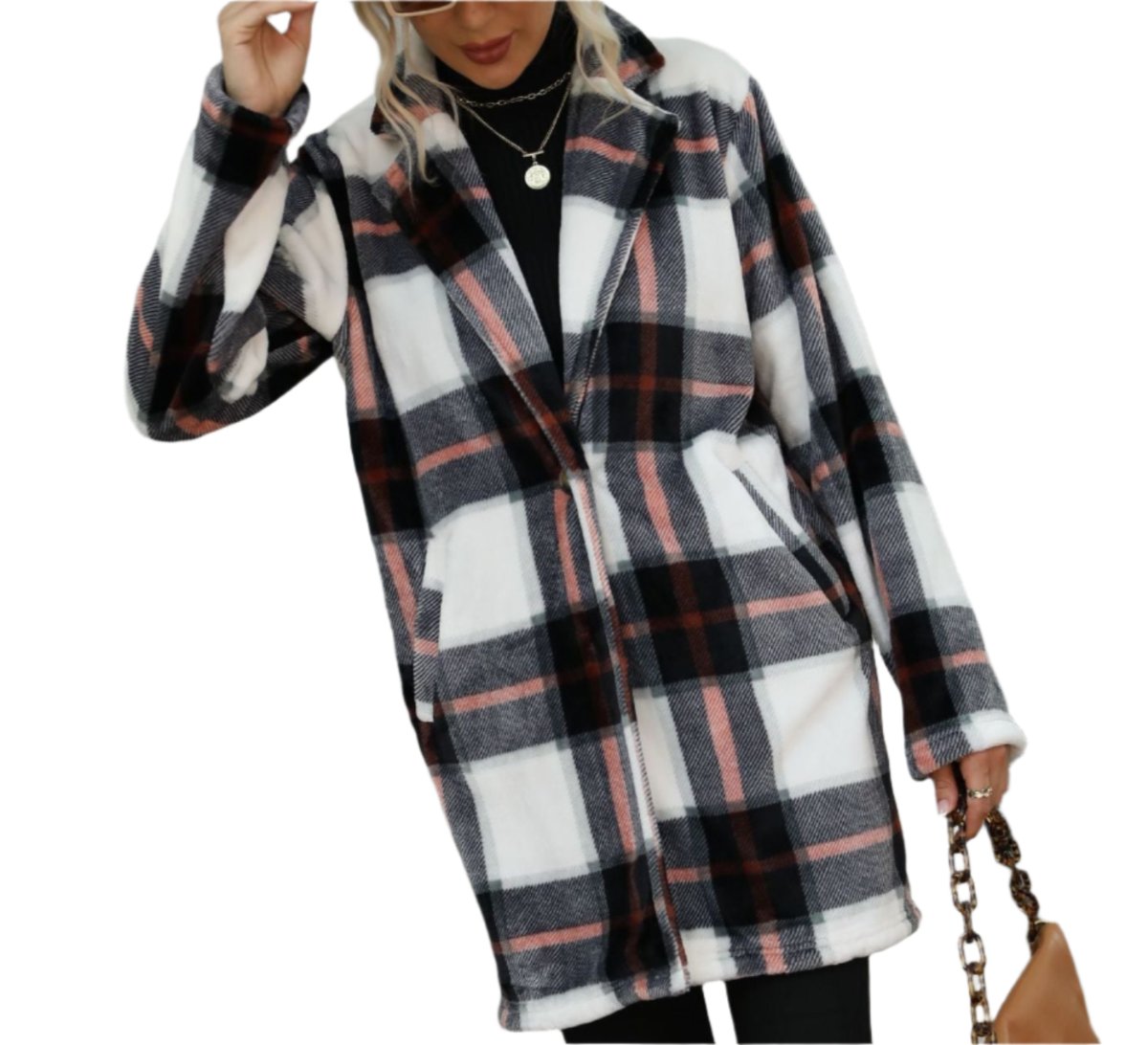 Elegant Long Sleeve Collared Gold Mink Fluff Woolen Coat