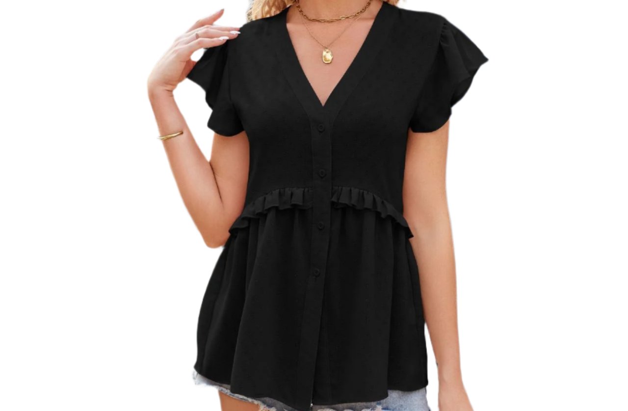 Ruffle Waist Short Sleeve Top