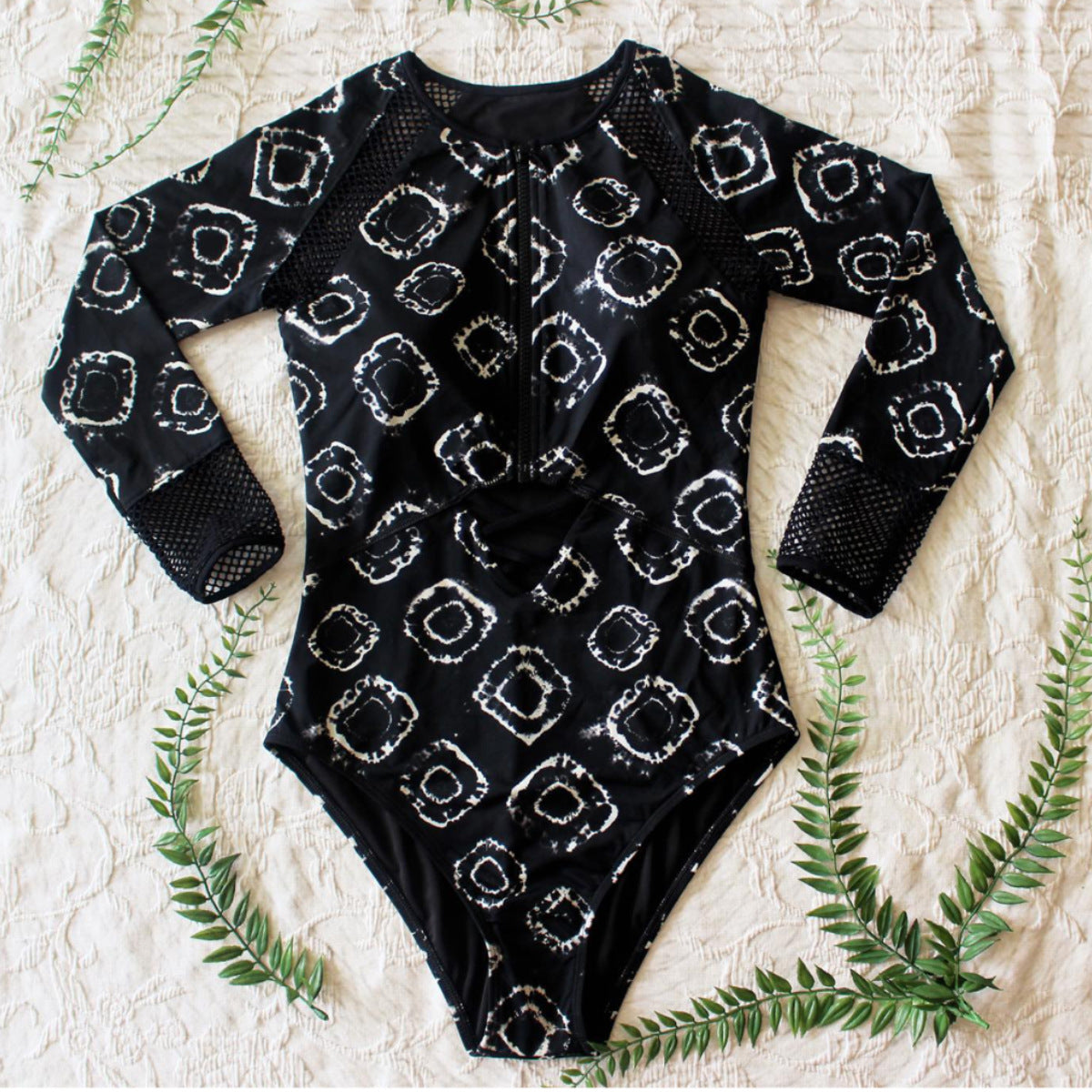 Printed Hollow Cutout Surfing Suit