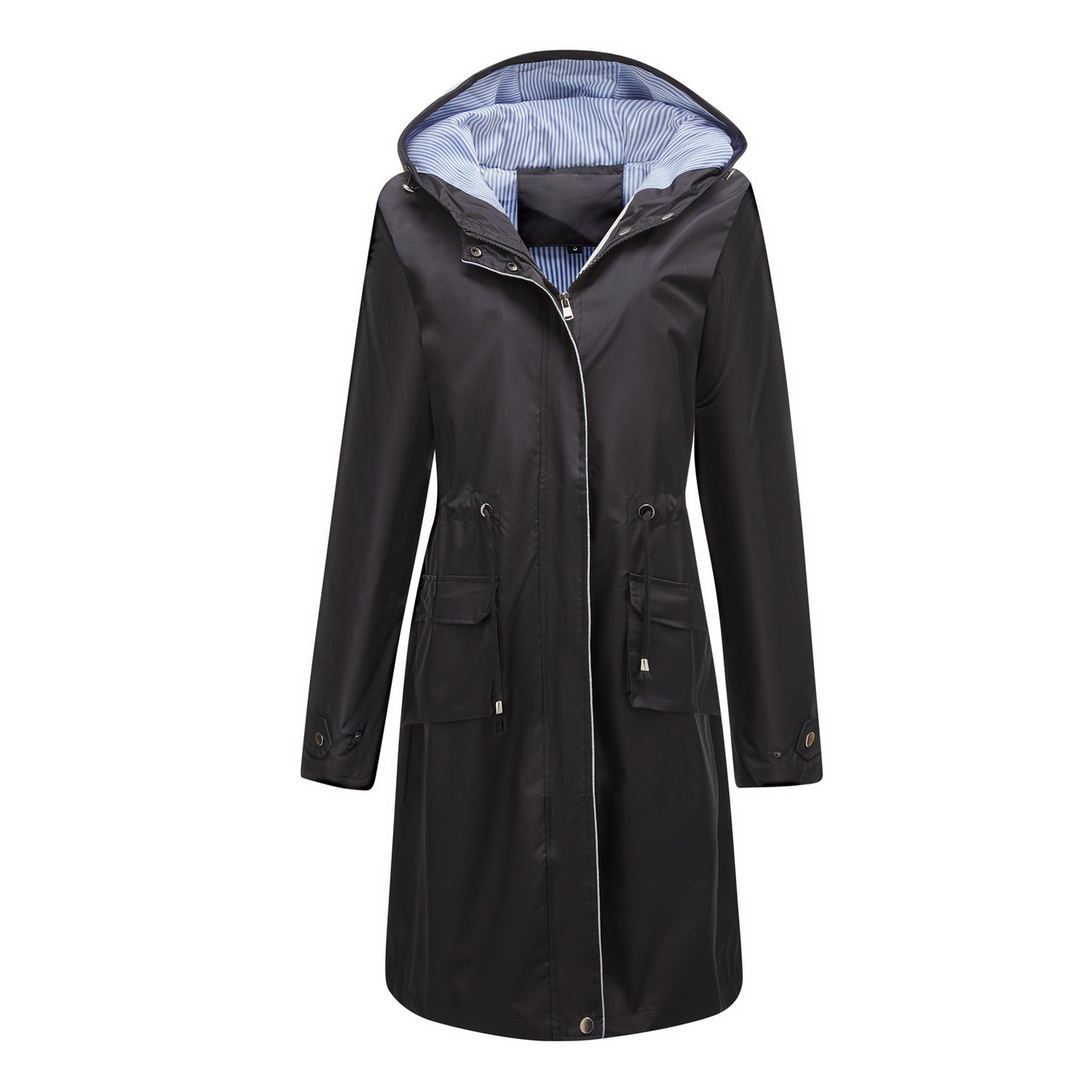 Trench Waterproof Hooded Striped Lining Coat
