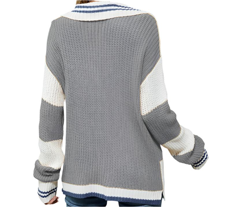 Polo Collar Striped Sweater