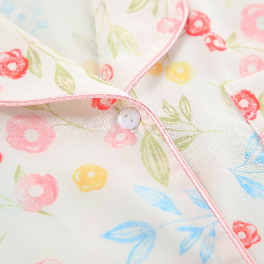 Artificial Silk Floral Pajamas Set