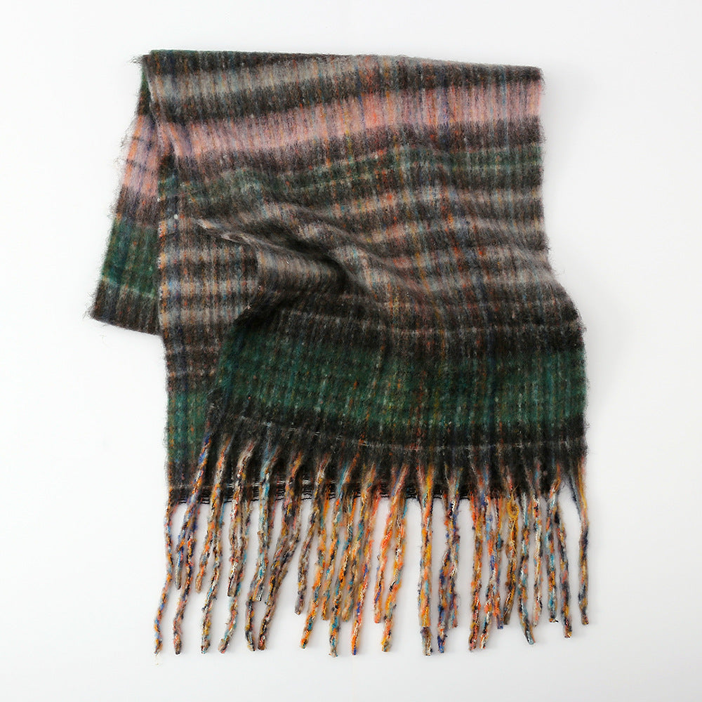 Thick Plaid Tassel Scarf