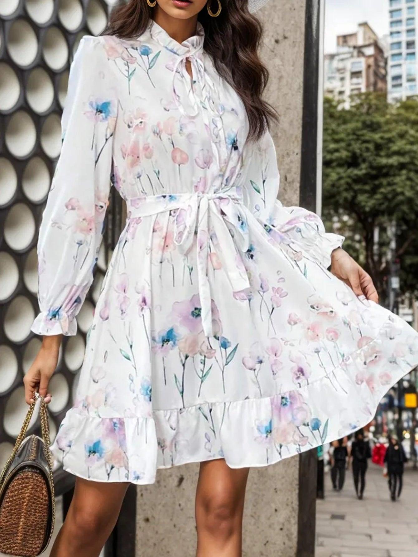 Floral Print Long Sleeve Dress - Tamra.Shop.Social