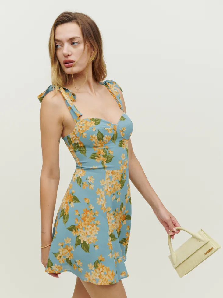 French Retro Printed Waist-Controlled Short Dress - tamrashopsocial