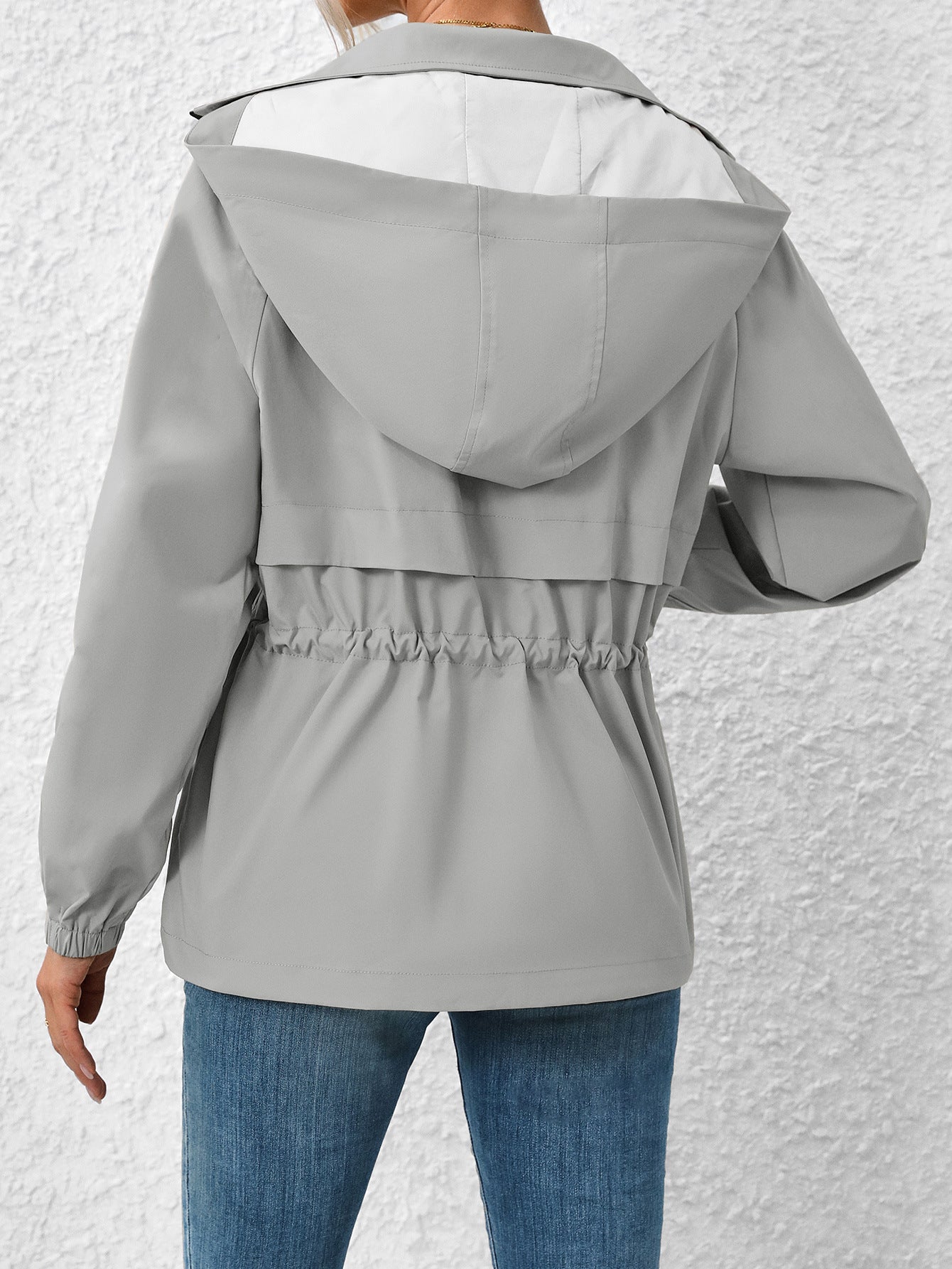 Outdoor Sports Waterproof Hooded Raincoat Mid-Length Trench Coat
