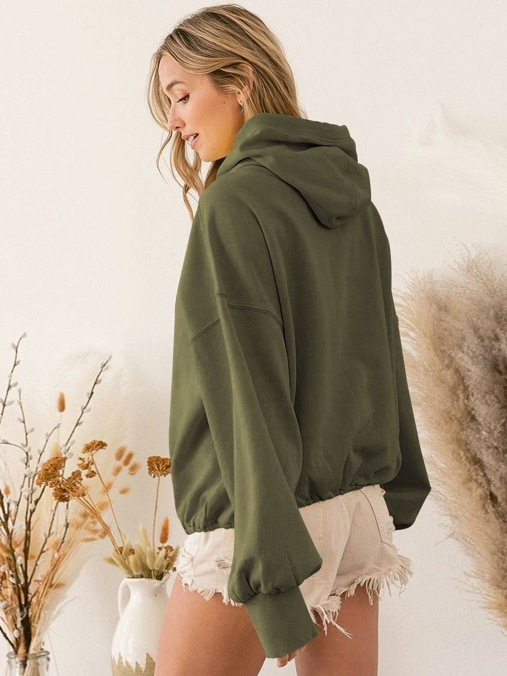 Sports Zipper Drawstring Long Sleeve Sweater