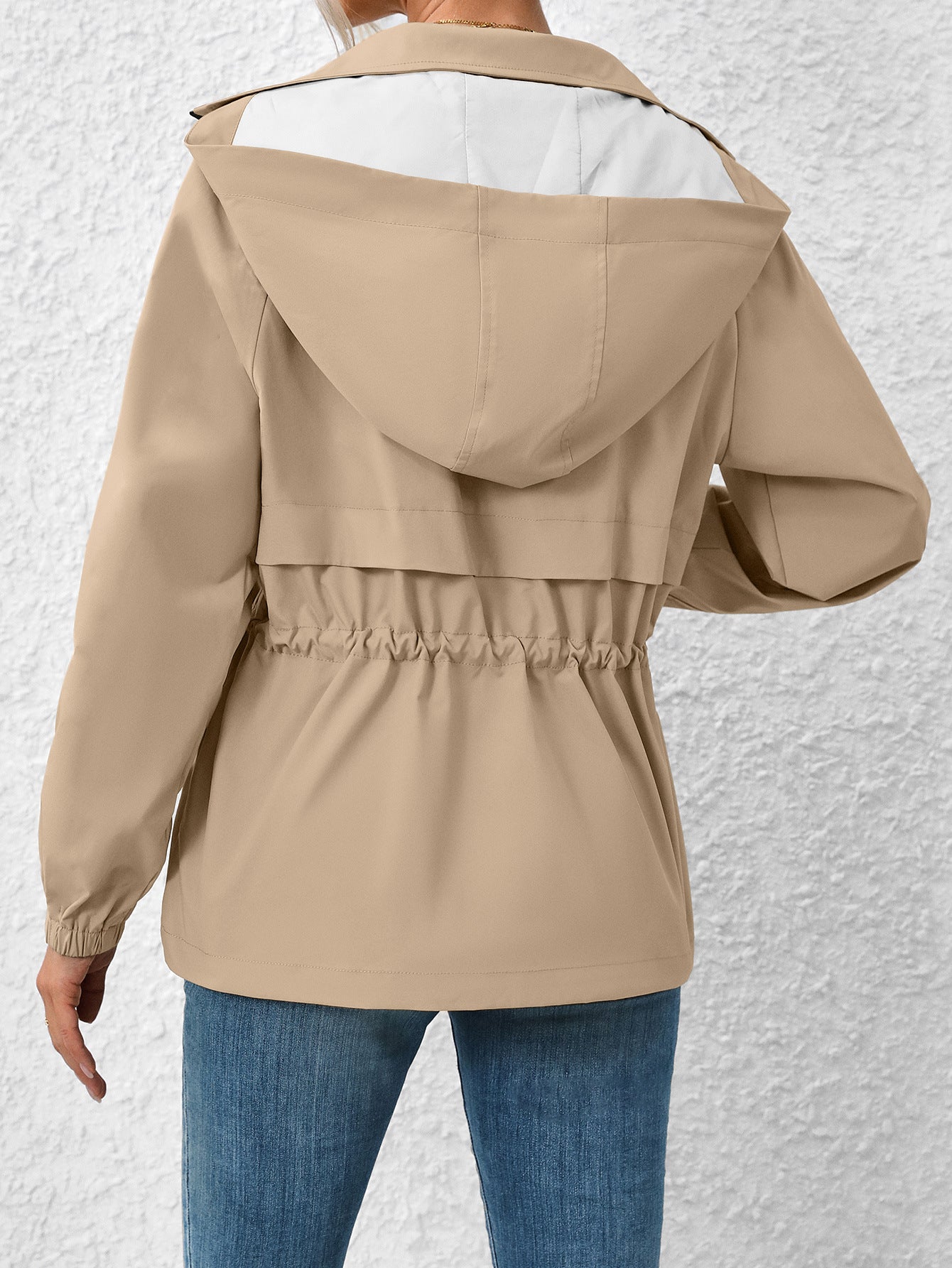 Outdoor Sports Waterproof Hooded Raincoat Mid-Length Trench Coat