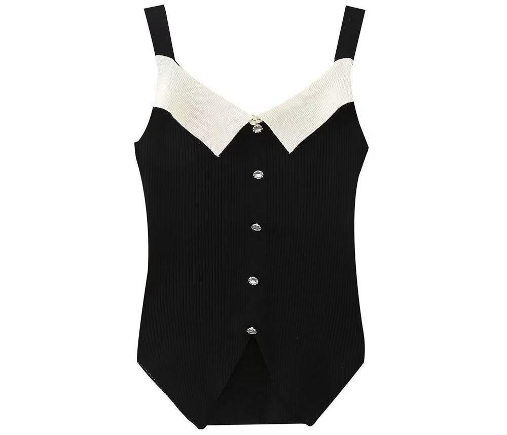 French Classic Square Collar Knitting Vest Sexy Sleeveless Top - Tamra.Shop.Social