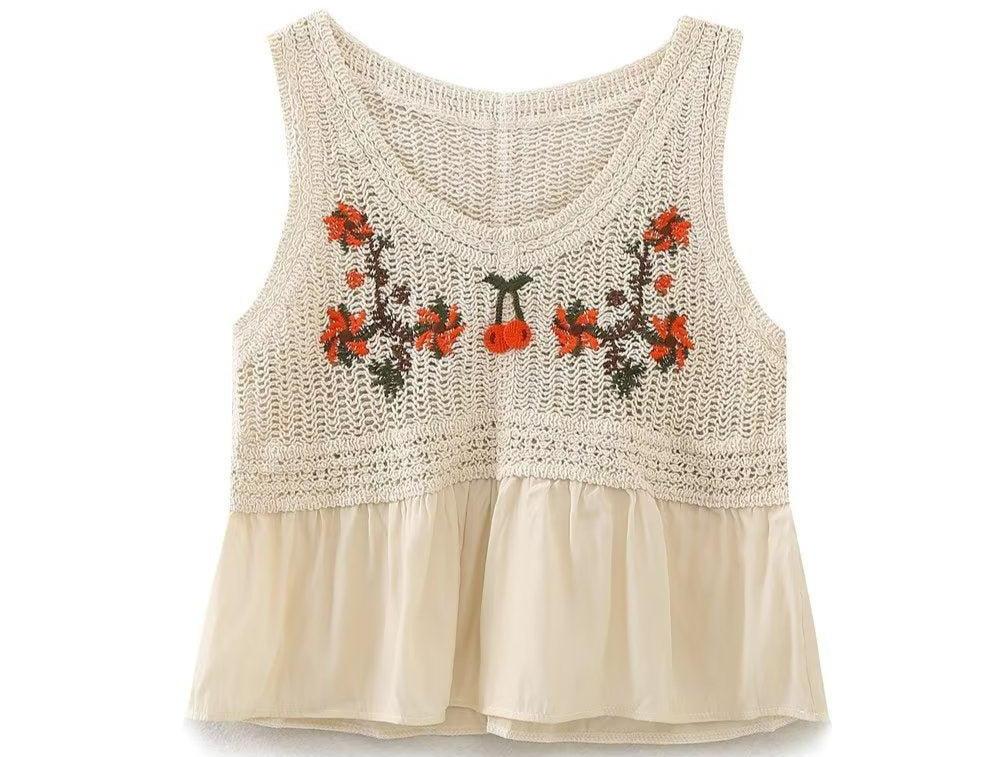 Knitted Camisole Sweet Cute Crocheted Short Cropped Sleeveless Bottoming Top - Tamra.Shop.Social