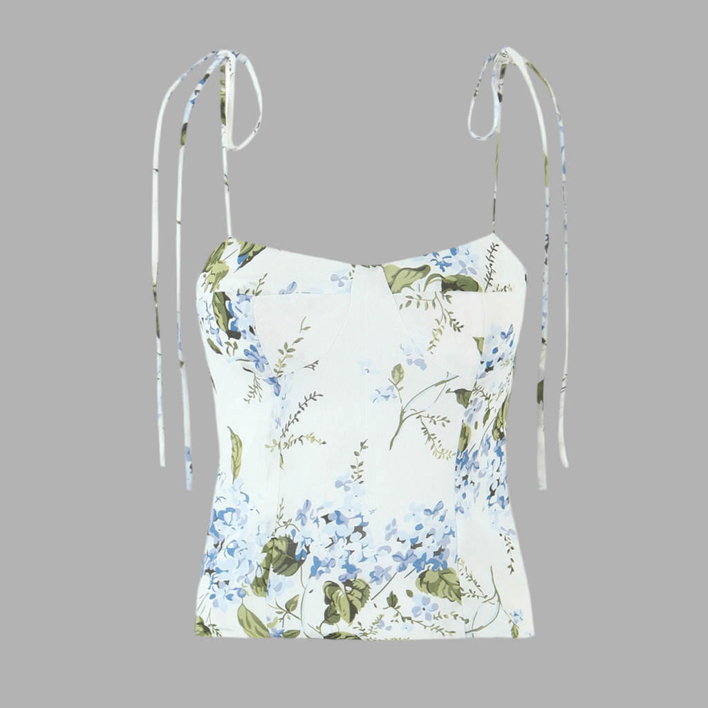 French Vintage Floral Slim Fit Top