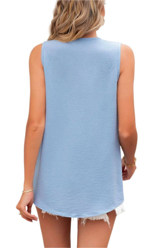 Solid Color V-neck Loose Chiffon Top