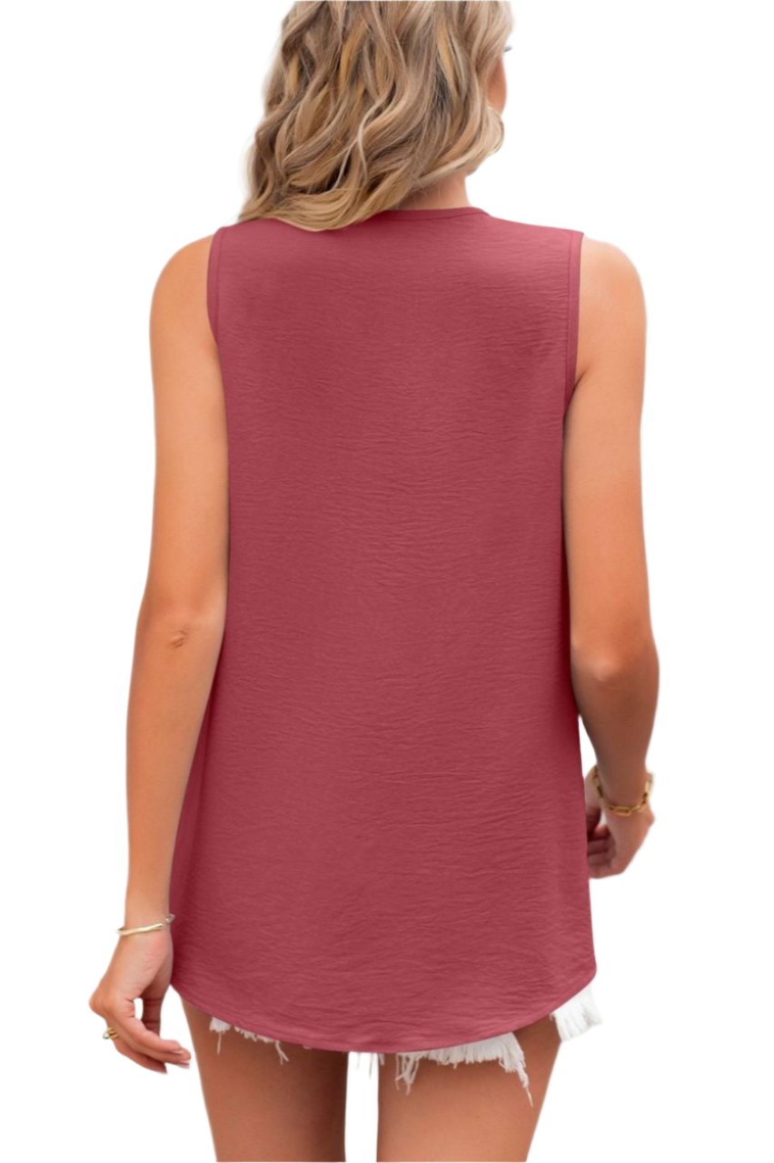 Solid Color V-neck Loose Chiffon Top