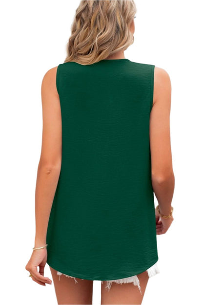 Solid Color V-neck Loose Chiffon Top