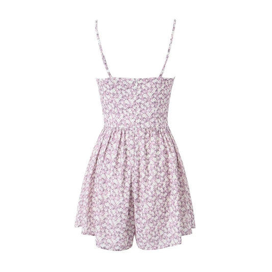 Lace-up Floral Sexy Vacation Romper