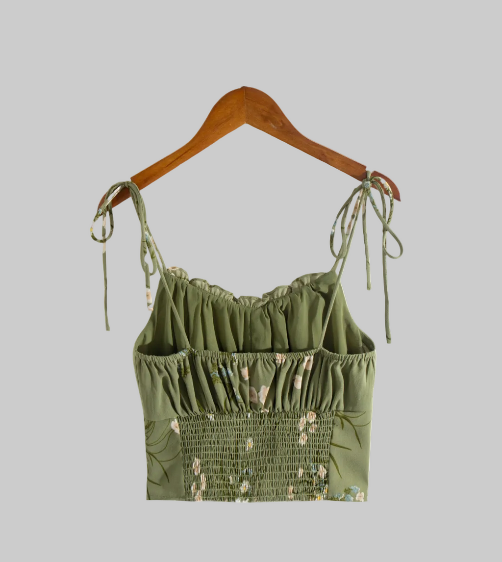 Sweet Chiffon Ruffled Pleated Top