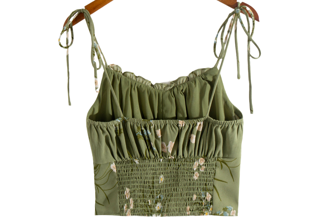 Chiffon Sweet Ruffled Pleated Slim Fit Top
