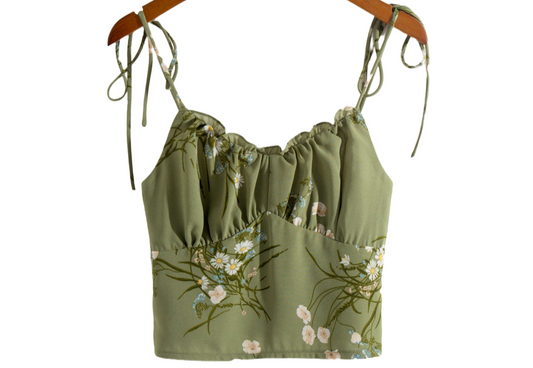 Chiffon Sweet Ruffled Pleated Slim Fit Top