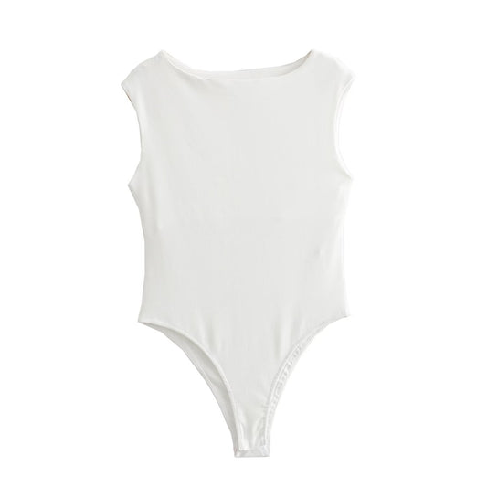 Simple Sleeveless Cotton Bodysuit