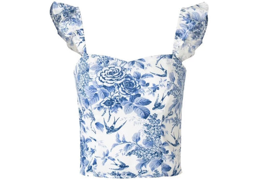 Floral Print Pleated Slim Fit Top