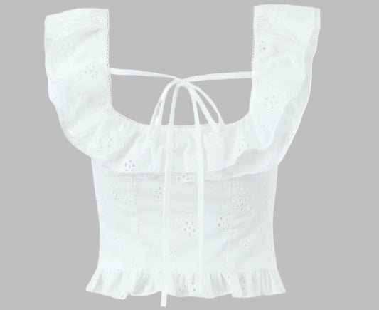 French Sweet Spicy Sexy White Slim Crop Top