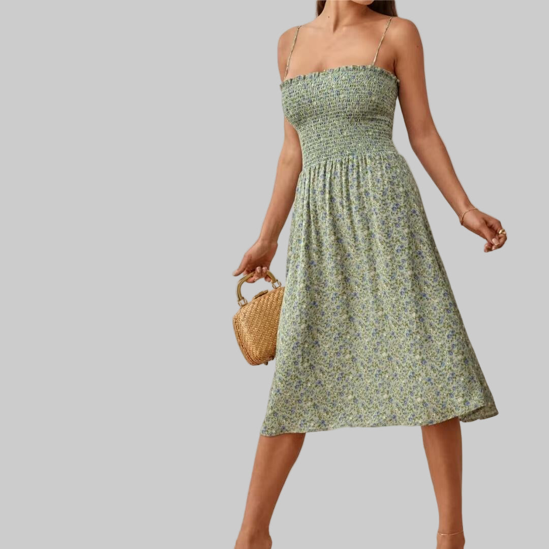 Floral Slim Fit Tied Midi Dress