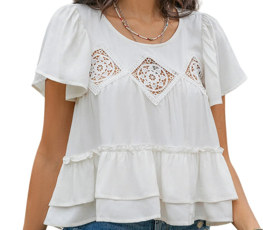 Petal Hem Design Ruffle Top
