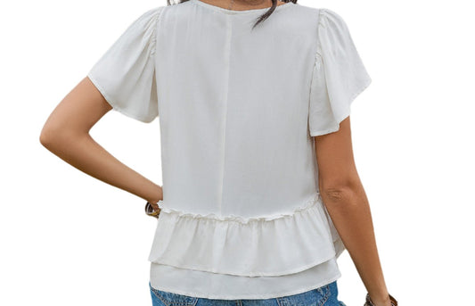 Petal Hem Design Ruffle Top
