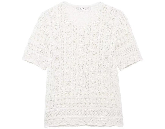 Decorated Button Mesh Knitted Cardigan