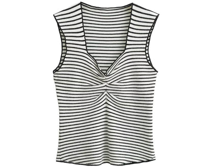 Pleated Striped Tank Top