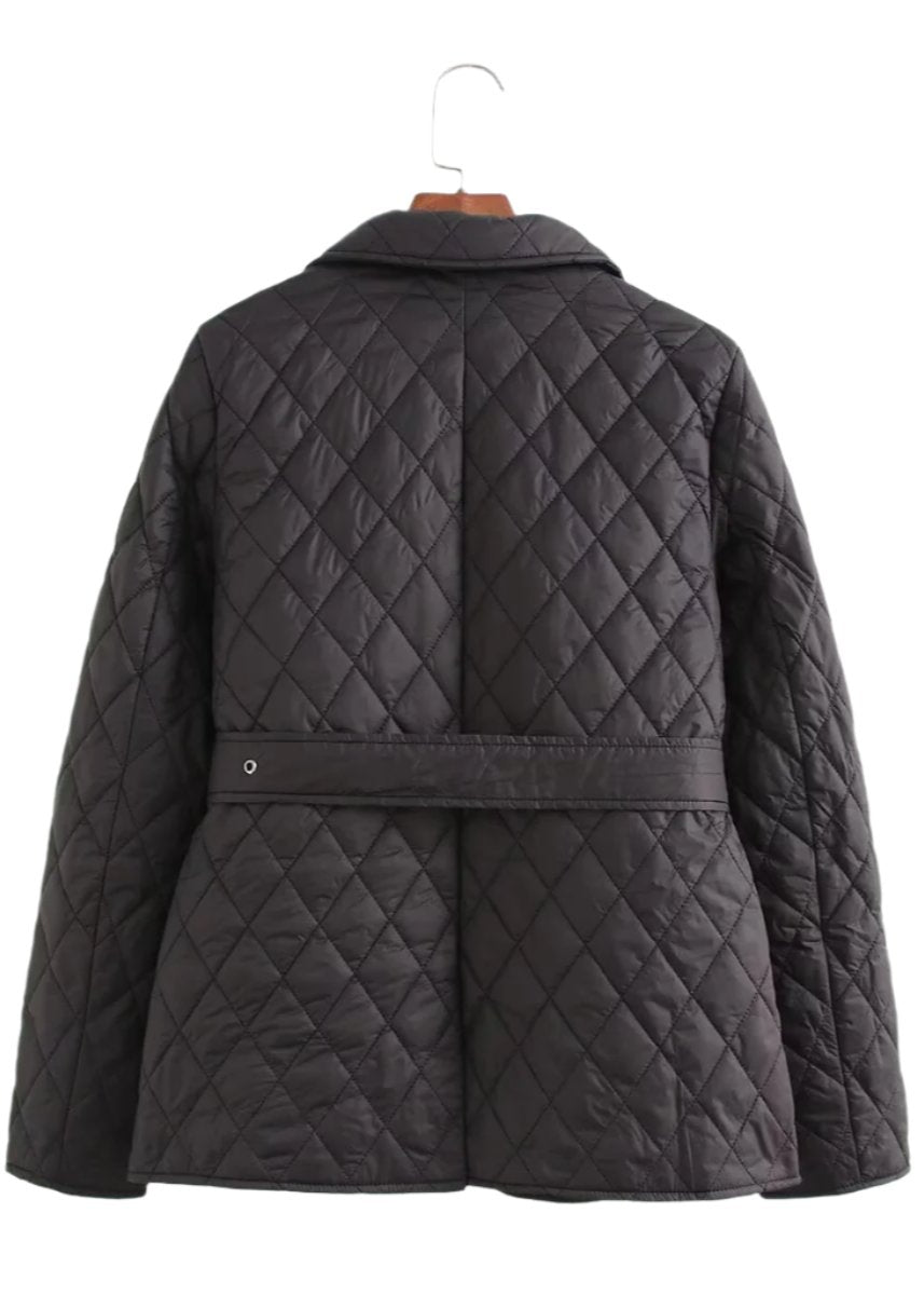 Street With Belt Quilted Embroidery Cotton Coat Jacket