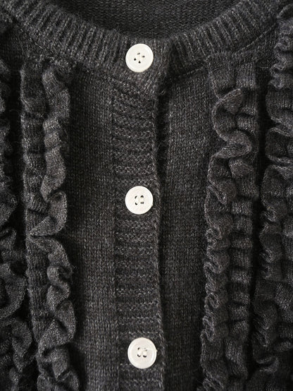 Wave Lace Cotton Knitted Cardigan