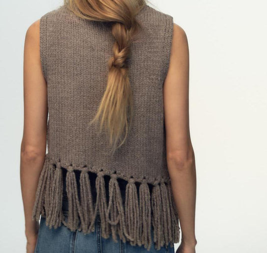 Tassel Knitted Sweater Vest Top