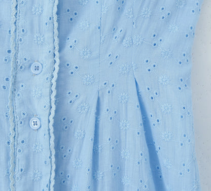 Tight Waist Embroidered Strap Maxi Dress
