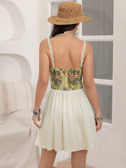 Waist Trimming Spaghetti Straps Retro Dress