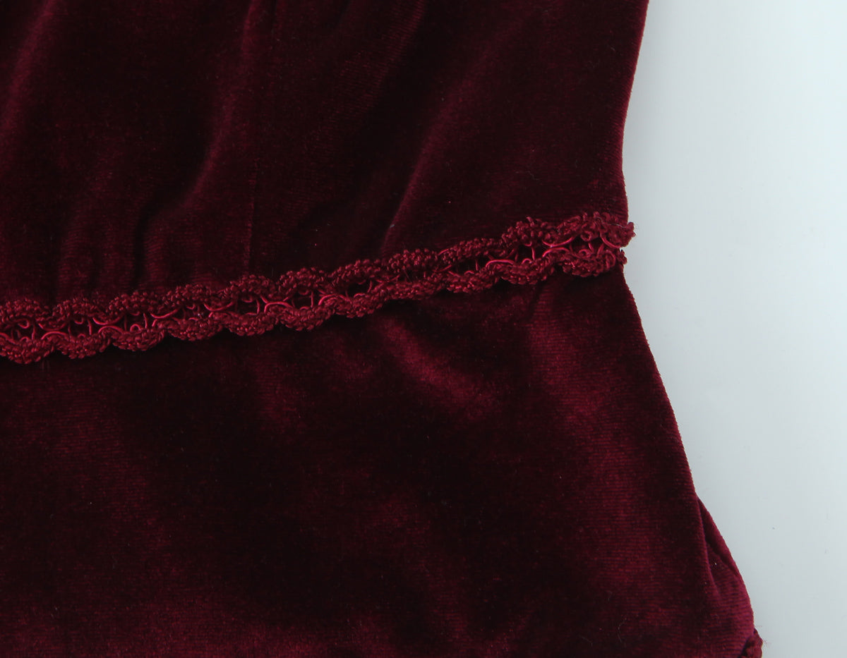 Retro V-neck Lace Slim Fit Velvet Top