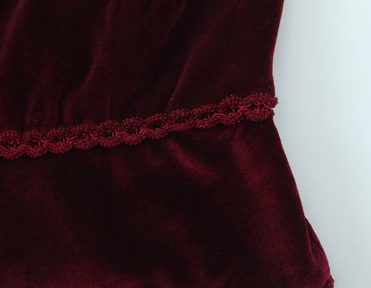 Retro V-neck Lace Slim Fit Velvet Top