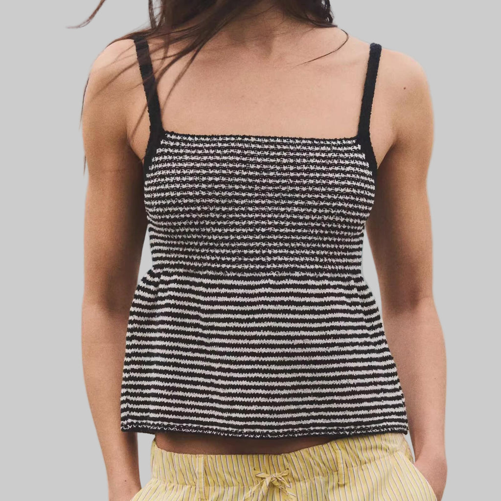 Striped Knitted Spaghetti Strap Top
