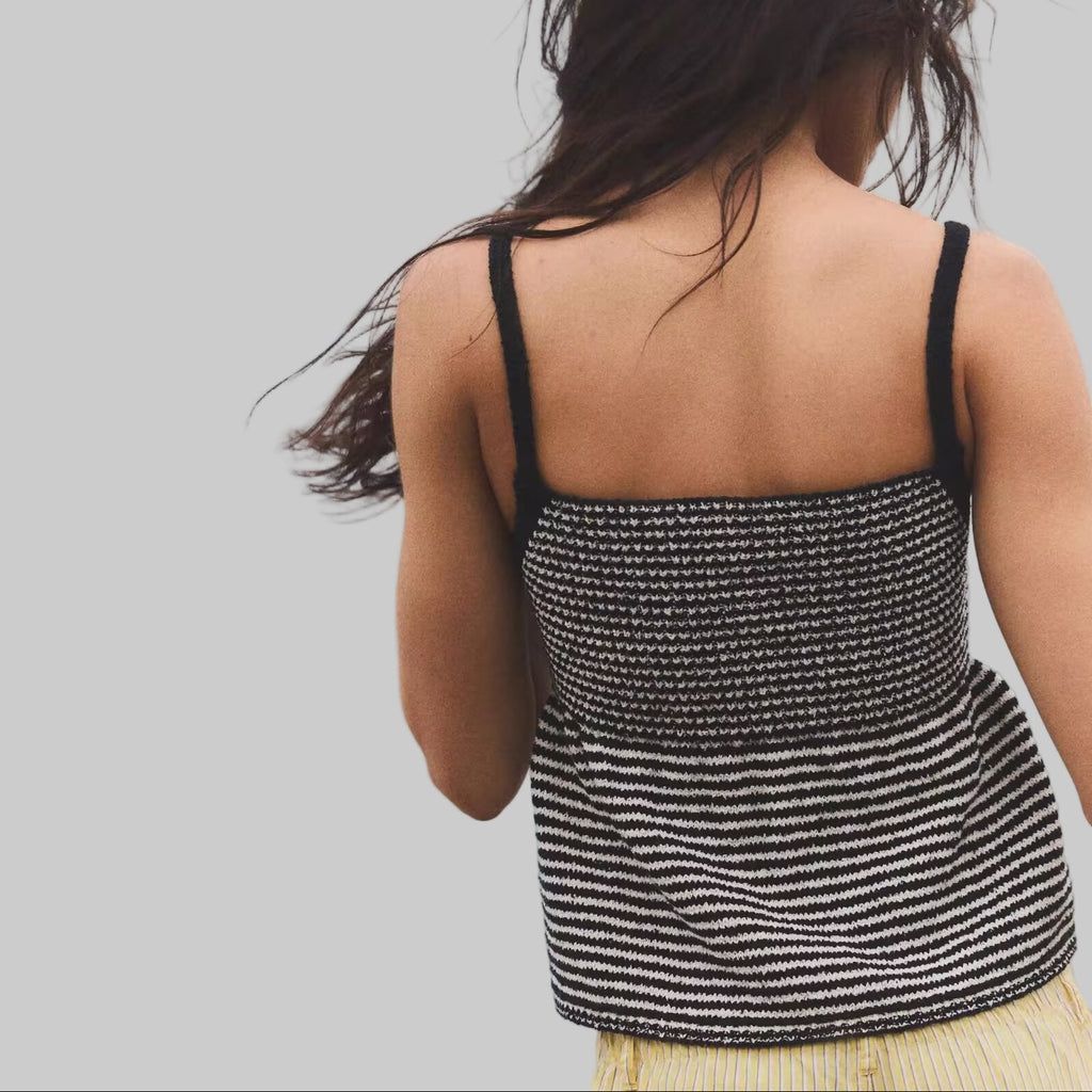 Striped Knitted Spaghetti Strap Top