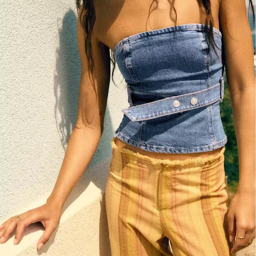 Waist Band Elastic Tube Top