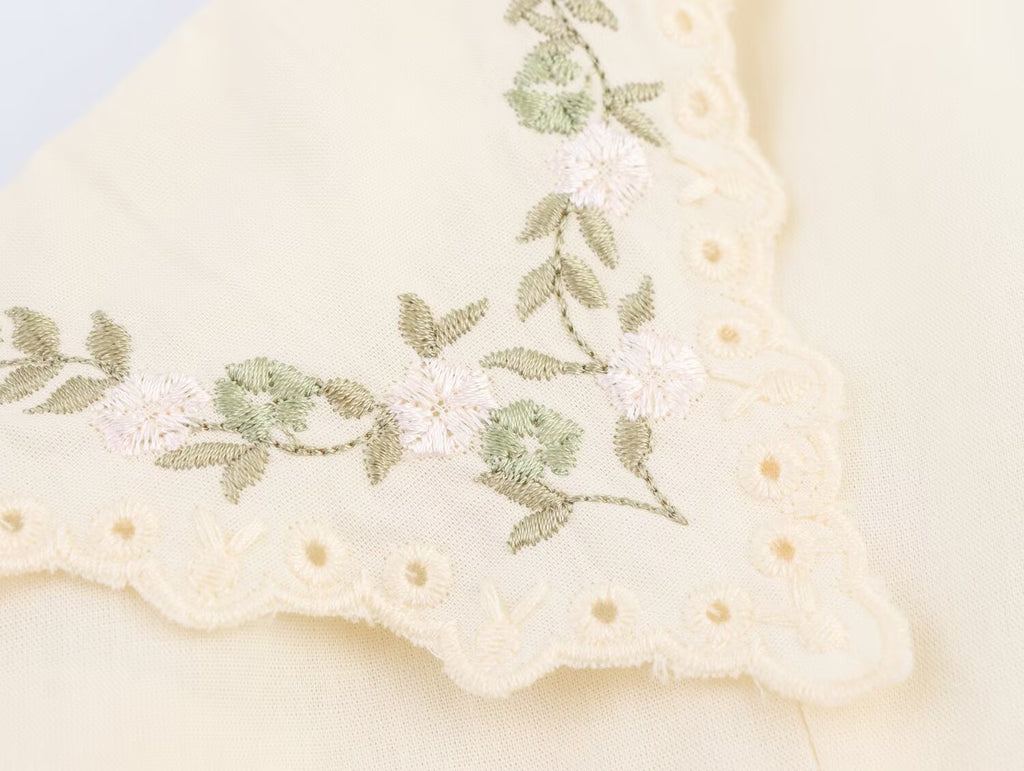 Embroidered Poplin V-neck Short Top