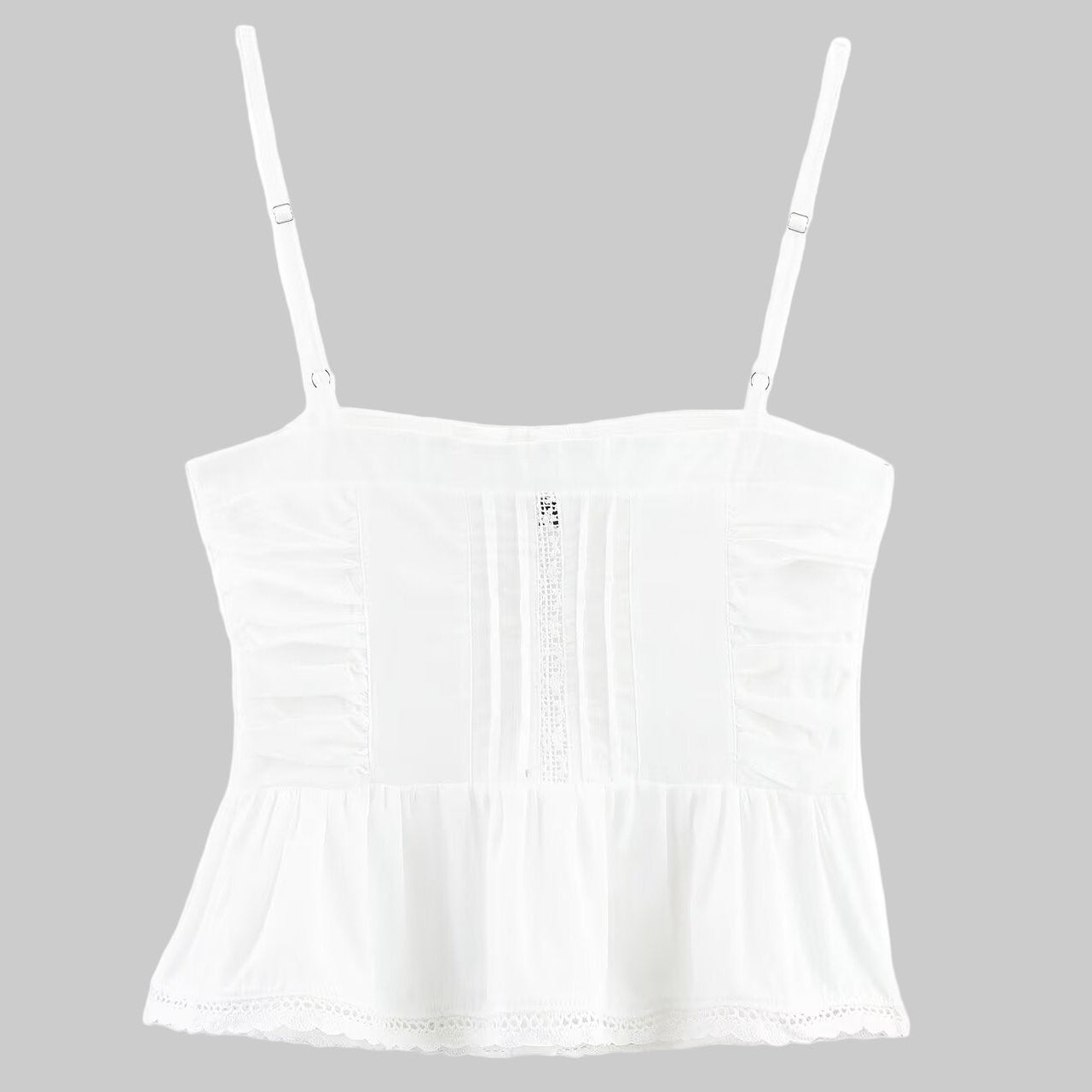 French Lace Embroidered Pleated Sling Top