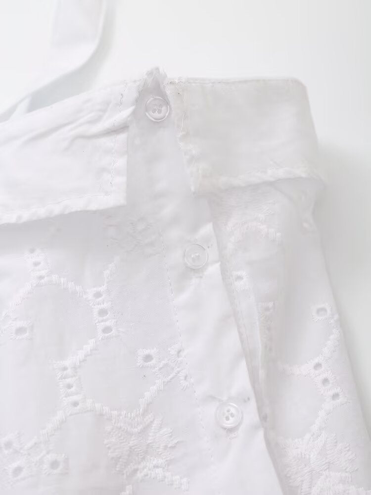 Embroidered Halter Poplin Top