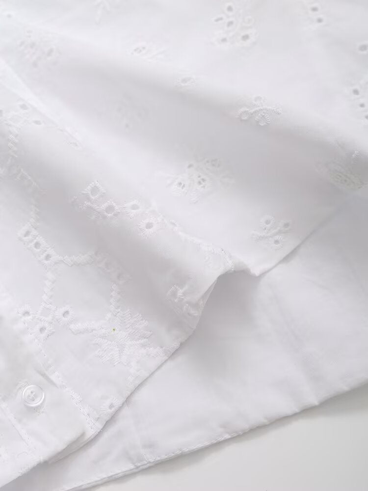 Embroidered Halter Poplin Top