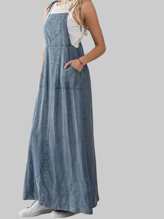 Tooling Multi Pocket Maxi Denim Dress